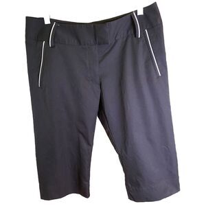 Adidas Women Golf CLIMALITE Crop Pants Black Size 10 Snap Hem Belt Loops